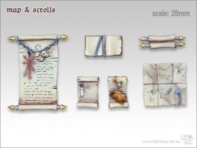 28mm Maps and Scrolls