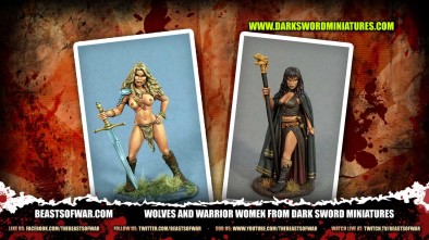 Wolves and Warrior Women from Dark Sword Miniatures