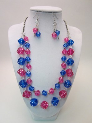 Dice Necklace Red and Blue