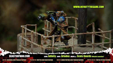 Game: Infinity Army: Ariadna Model(s): Scots Guards (Missile Launcher)