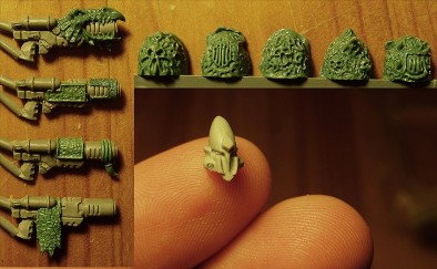 Salamander Guns - Chaos Shoulder Pads - Space Elf Heads