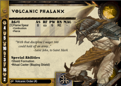 Volcanic Phalanx Stat Card