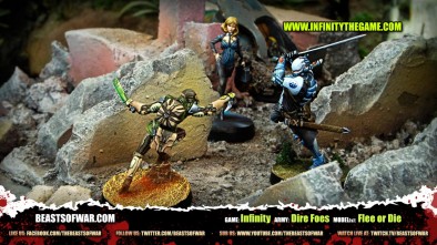 Game: Infinity Army: Dire Foes Model(s): Flee or Die