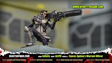 Game: Infinity Army: ALEPH Model(s): Teucer, Agêma's Warrant Officer