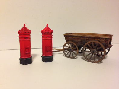 Post Boxes & Wooden Cart