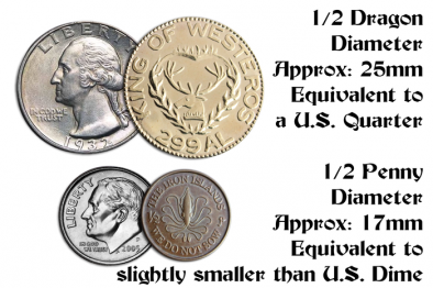 GOT coins sizes