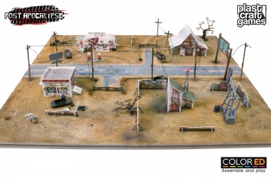 Plast Craft Games PA012 Wasteland Highway 1 Terrain Post Apocalypse ColorED