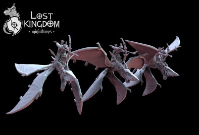 Lizardman Flyers With Bows - Lost Kingdom Miniatures