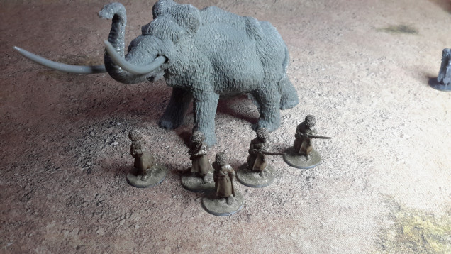 Heroes of the Dark Age Mammoth and some Copplestone Castings Russians to be converted to create the Clan from the below image.