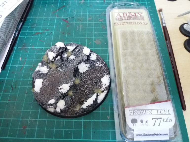 Final Base stage, I added the some army painter frozen grass tufts to add a little life to the base.