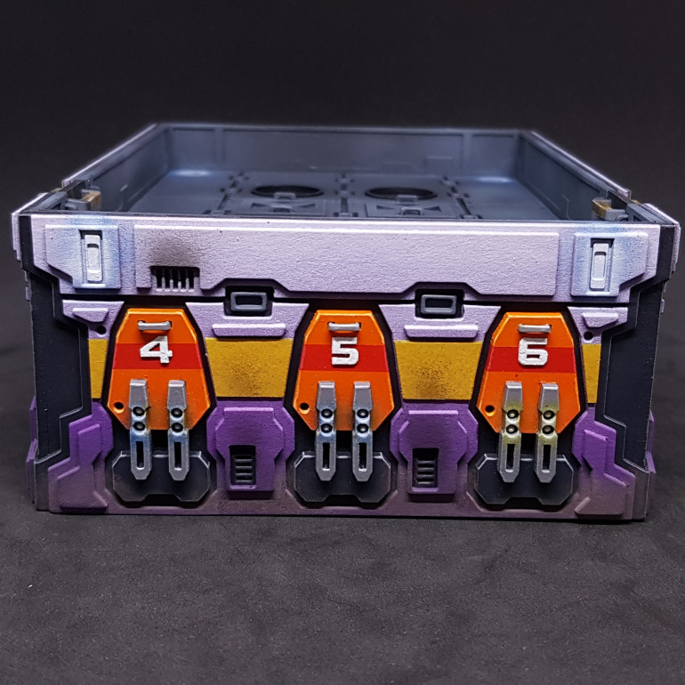 Side of the purple Power Hub showing the lighting details