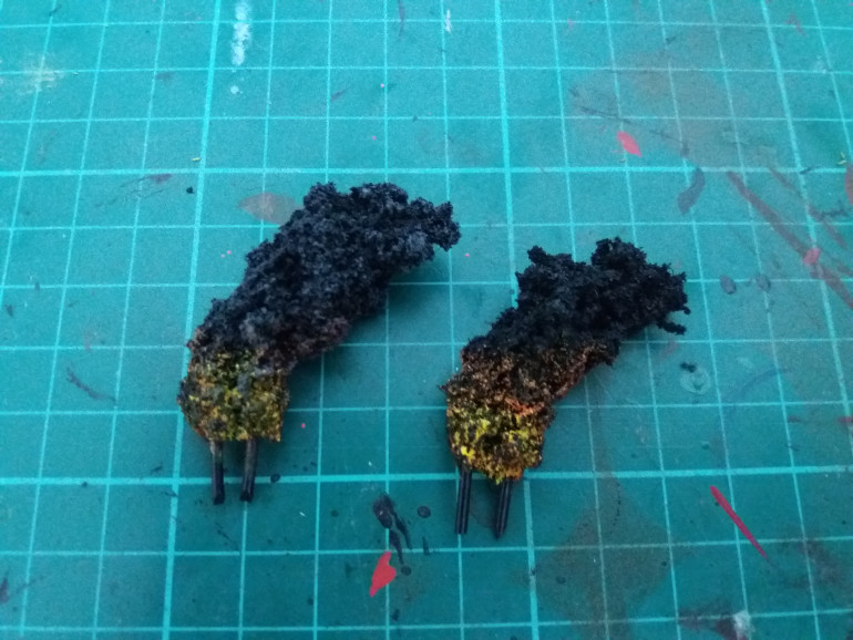 Step 6: Drybrush over the top of all the areas painted with a black, ideally the same colour you sprayed with so it matches.  Try not to go to heavy with this as you don't want to cover up to much of the fire being kicked out by the millennia old engines.