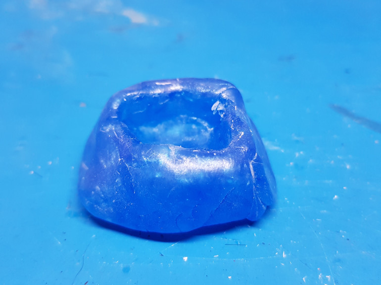 Once I had chosen my rock I made a mould using blue stuff. Blue stuff is malleable after soaking in hot water so I could form it around my rock then remove the rock when cooled.