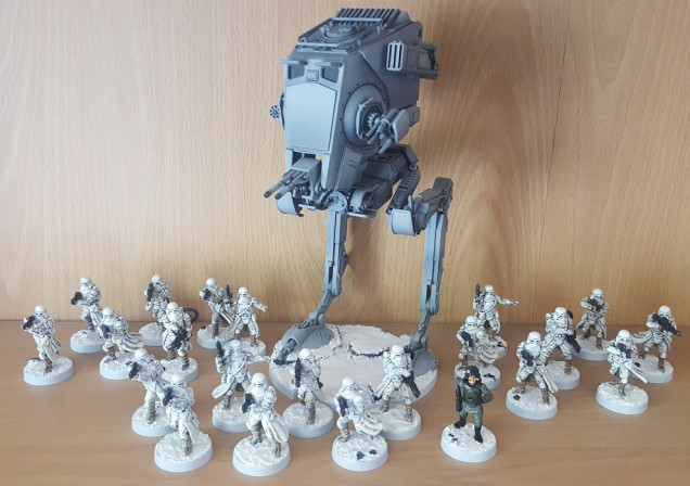 And here's the army so far - General Veers, 3 squads of Snowtroopers and the AT-ST..... now I just have to wait for some more releases to expand it! :)