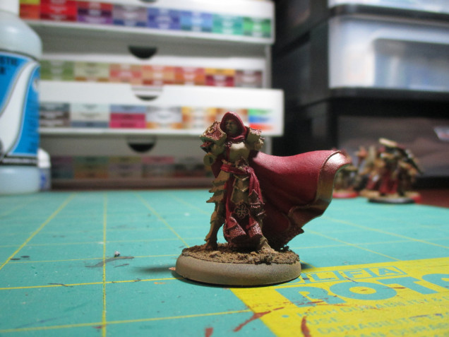 To start with today I had most of the base colors applied and ready for a wash.  I needed to fix some of the painting on the red cloak especially where it met the armor.  