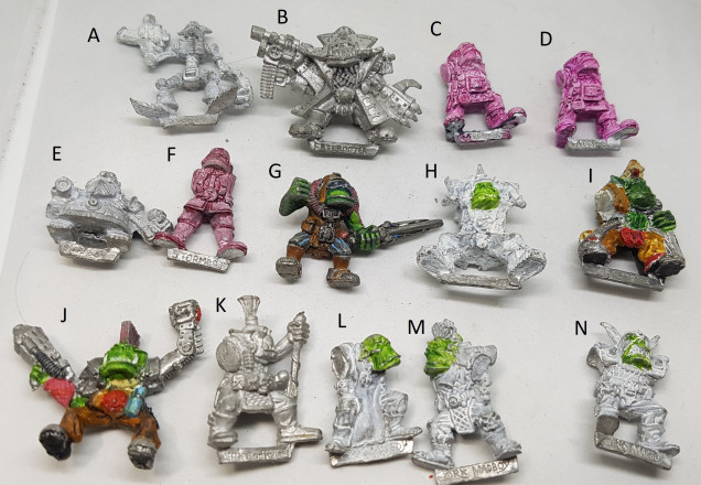 Can you help me identify these Orks and work out what they would be today?  I'm fairly sure some of these have no current analogue