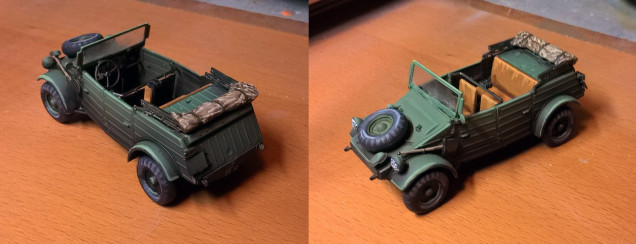 A friend of mine had a Tamiya Schwimmwagon that was aching to be painted so I gave it a quick blast and some highlighting.