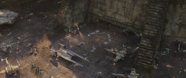 A shot from Rogue One showing the landing area nearer the Temple doors