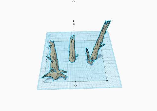 I use a blasted tree model i found in Fallout mesh directory and resized and crop to be added to my bases. 