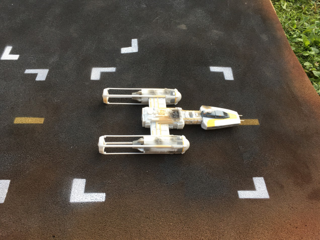 The small y wing fits I’m it! It should be noted that this has been roughly scaled for an Xwing 