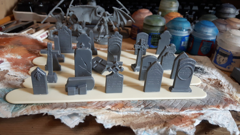 I've built another five bases. Which equates to about just over half of the gravestones I've just bought.