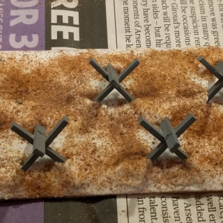 Defensive Obstacles - Applying the basing material