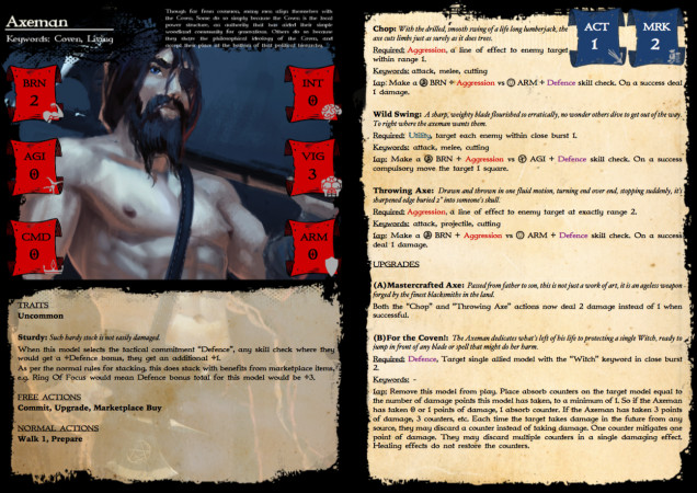 Rules card for the Axeman