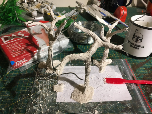 Wire tree with bark added in DAS