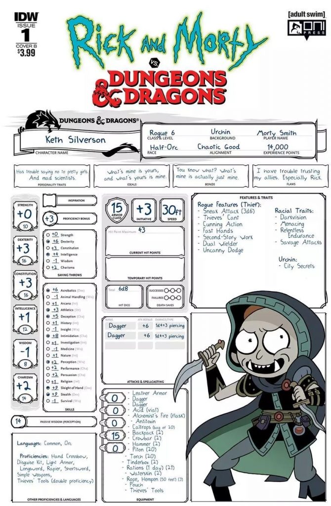 Morty Character Sheet - IDW