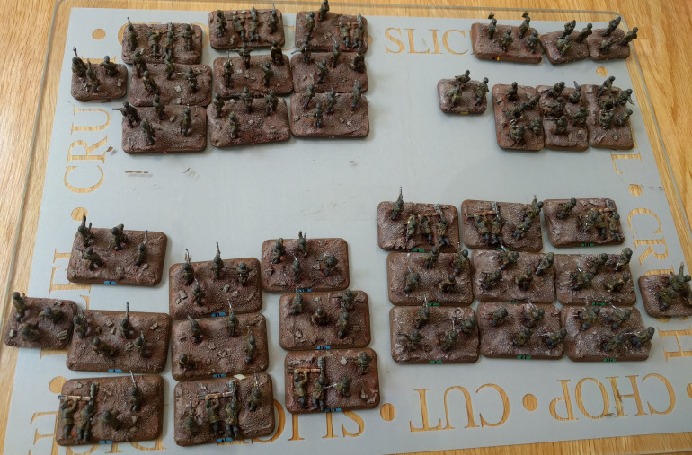 The infantry platoons ready for their varnish