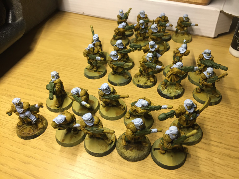 a batch of guardsmen waiting the flesh coat. 