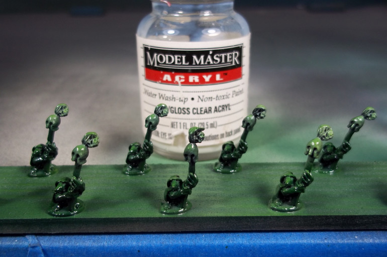 ModelMaster Gloss Varnish - The gloss varnish will help push the ink wash into the recesses while leaving the underlying ghost tint visible.  It also protects the ghost tint, which is very delicate.