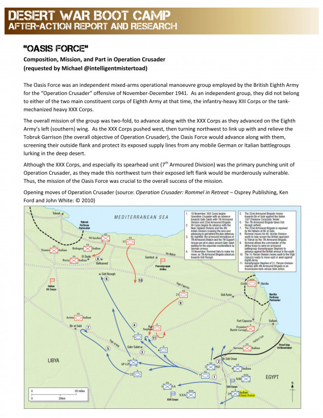 Research Request - Oasis Force / 29th Indian Brigade