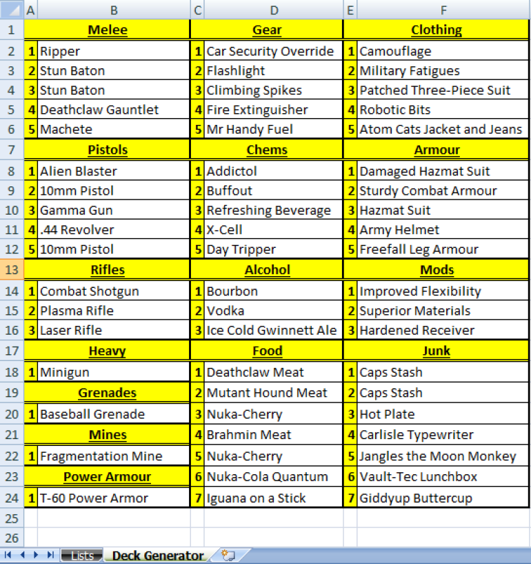 Random Item Deck Generator