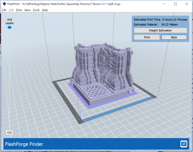 Flash Print Build Estimate for the first Room Piece