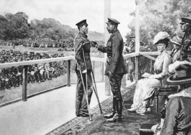 receiving his VC from King George V