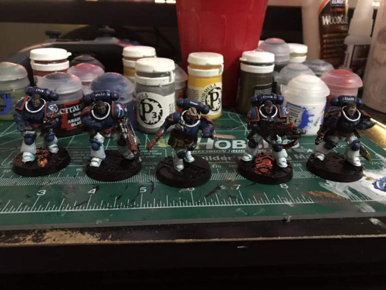 The Patriots have been built and now painting has begun.