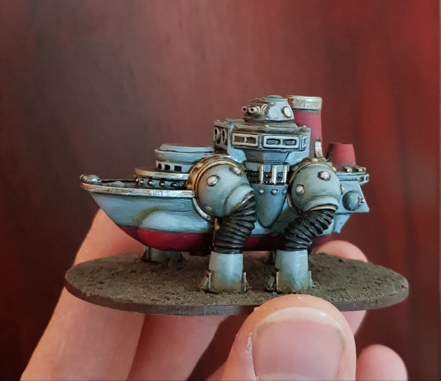 Painting my first printed landship sample! Just needs a heat ray turret, and second mini turret 