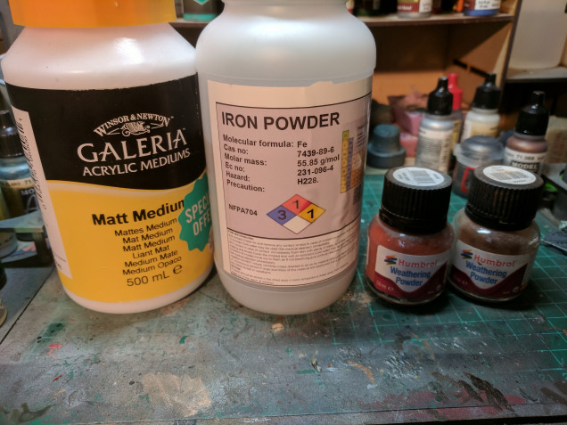 The base components to my rust paint mixture.
