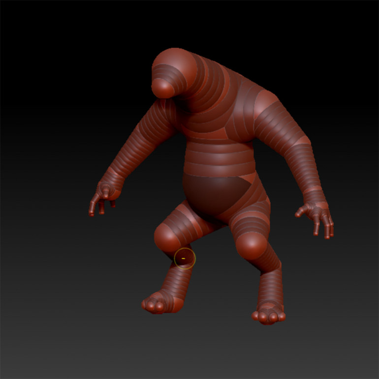 The Zsphere mesh, a crude but effective way to give your character the overall shape it needs