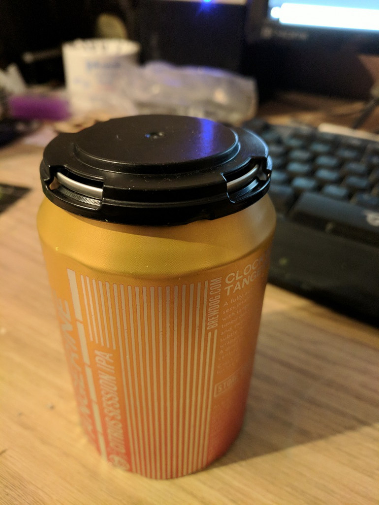 I cut off the bottom of the can then replaced the plastic cap from the pack holder, this will add some more detail to finished piece.
