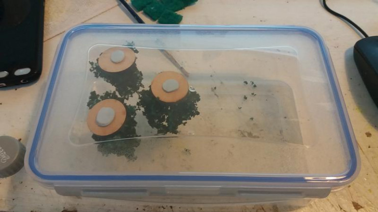 coat in pva and sponge bits, then hang them upside down so that the weight of the PVA doesnt leave them flat, I did this in a box so that anything that dropped off wouldnt make a mess on the floor.