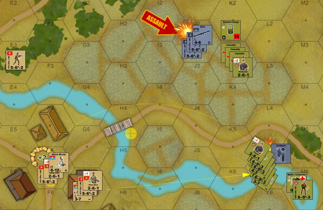 Okay, time for the NVA to win this game.  If they can assault Waterman's hex, all those casualties are considered 