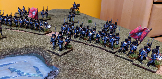 Two battalions musketeers and one battalion fusiliers acting as skirmishers