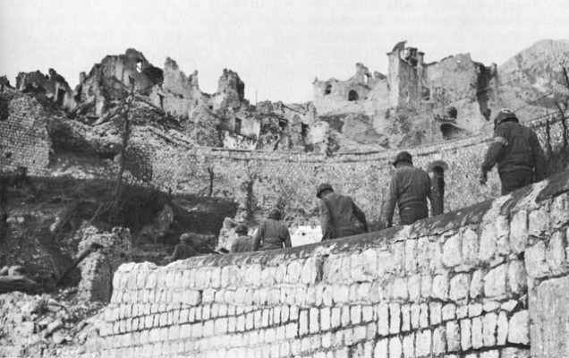 US Troops in the captured town of San Pietro Infine