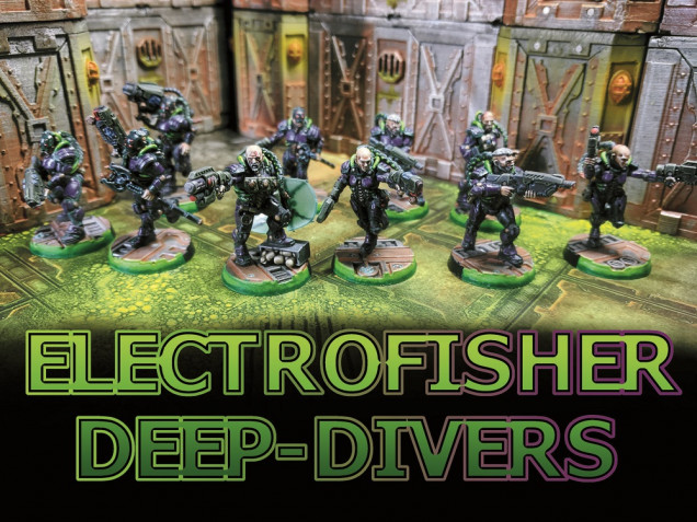 The Electrofisher Deepdivers, the name Electrofisher comes from a Manga series by the name of Blame! created by Nihei Tsutomu. The Electo fishers were a group of humans surviving in a vast ever growing city who's only means of survival were to keep exploring and searching for lost tech and equipment... sound familiar? I did like the original Van Saar paintjob but i wanted to make mine a little darker and experiment with some glow effects for the pipes. To be honest I'm not really happy with the final results, the varnish i used ended up clouding up over the paint job and needed to be fixed, the varnish also created a frost effect on the energy shield. I think I'll get another pack of these in the future and give them another shot since the Van Saar are my gang of choice.