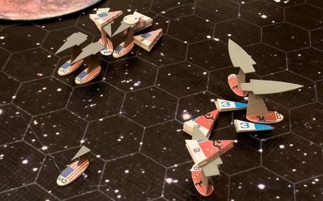 End of movement on Turn 4.  Because our ships are smaller, faster, and ALL have the 