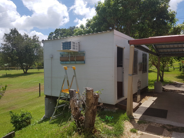 The Work in Progress of the Outside. In Australia this type of Building is Called a DONGA