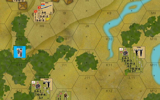 In the south, the battlefield falls momentarily quiet.  All units are rallied, and its time to start evacuating prisoners back to the rally point.