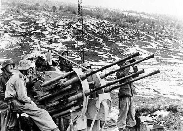 German AA gun on the Gustav Line